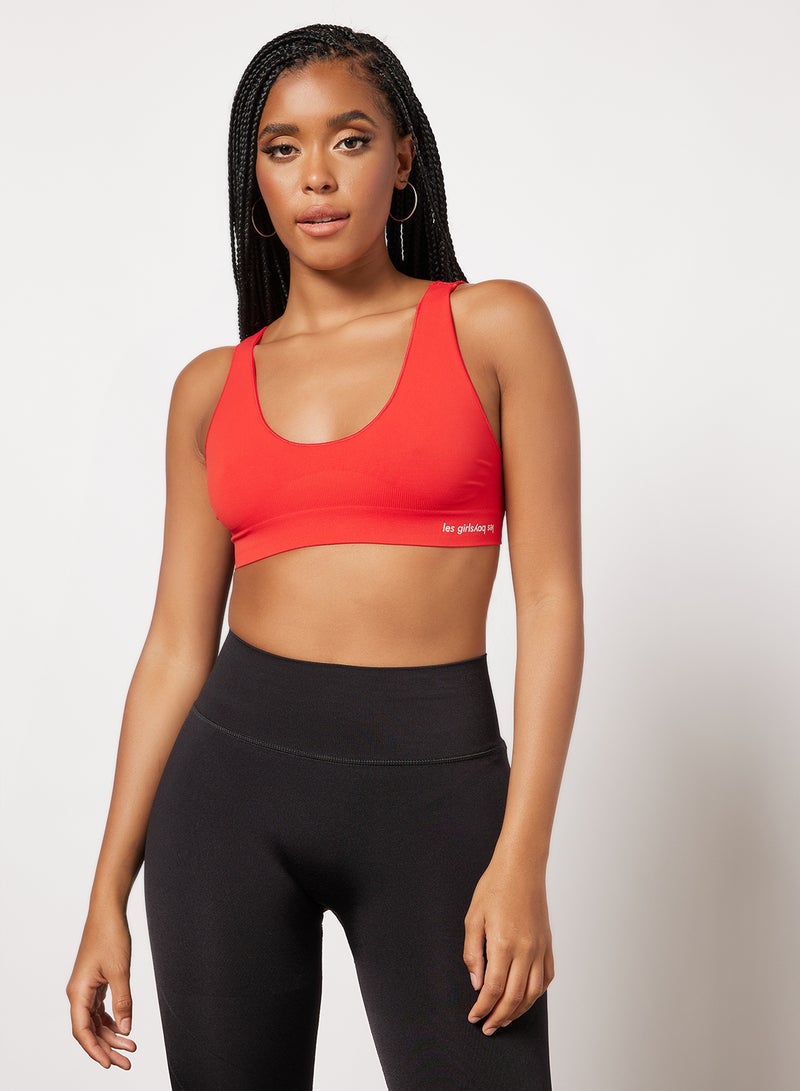 Seamless Logo Crop Top Red - v1646301694/N50315011V_1