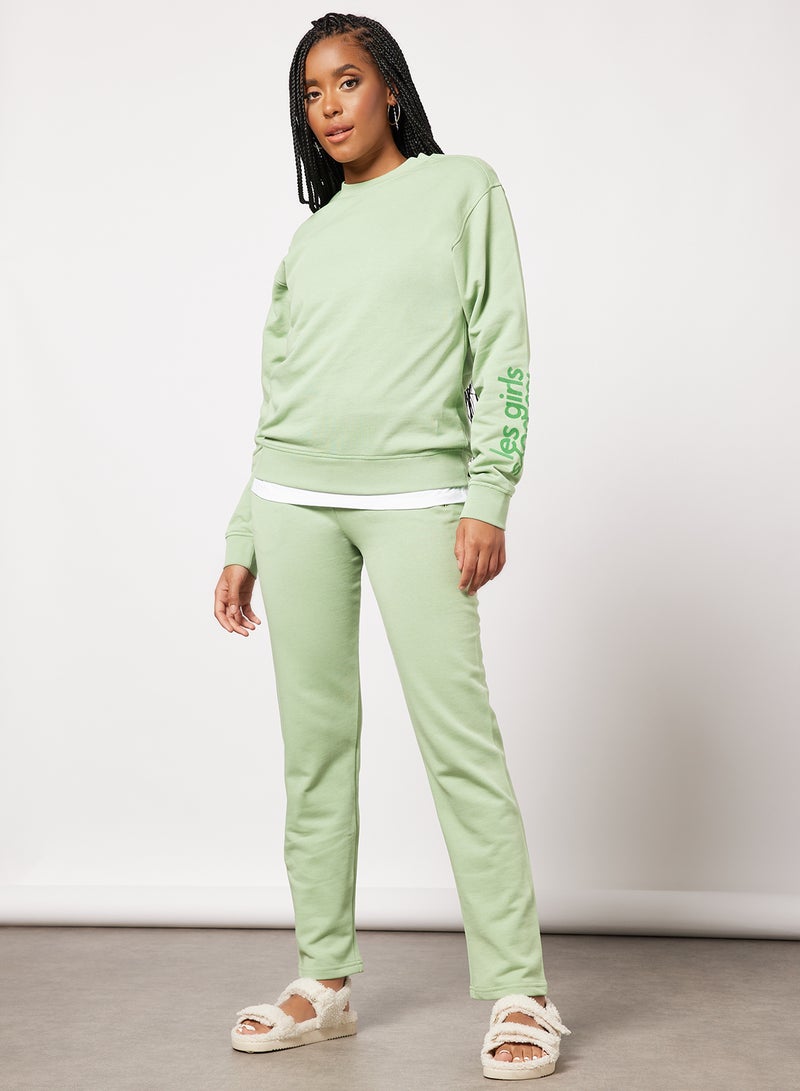 Les Girls Les Boys - Basic Crew Neck Sweatshirt Green - Image 1
