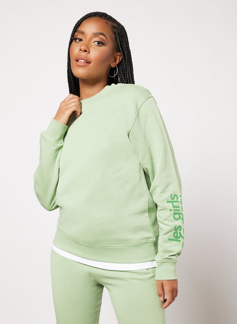 Les Girls Les Boys - Basic Crew Neck Sweatshirt Green - Image 1