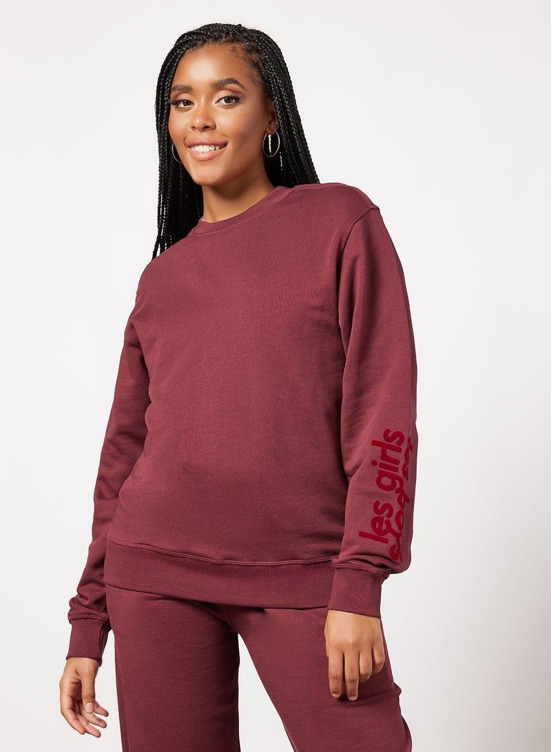 ليس جيرلز ليس بويز - Basic Oversized Sweatshirt Maroon - Image 1