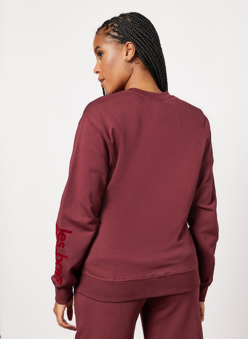 ليس جيرلز ليس بويز - Basic Oversized Sweatshirt Maroon - Image 1