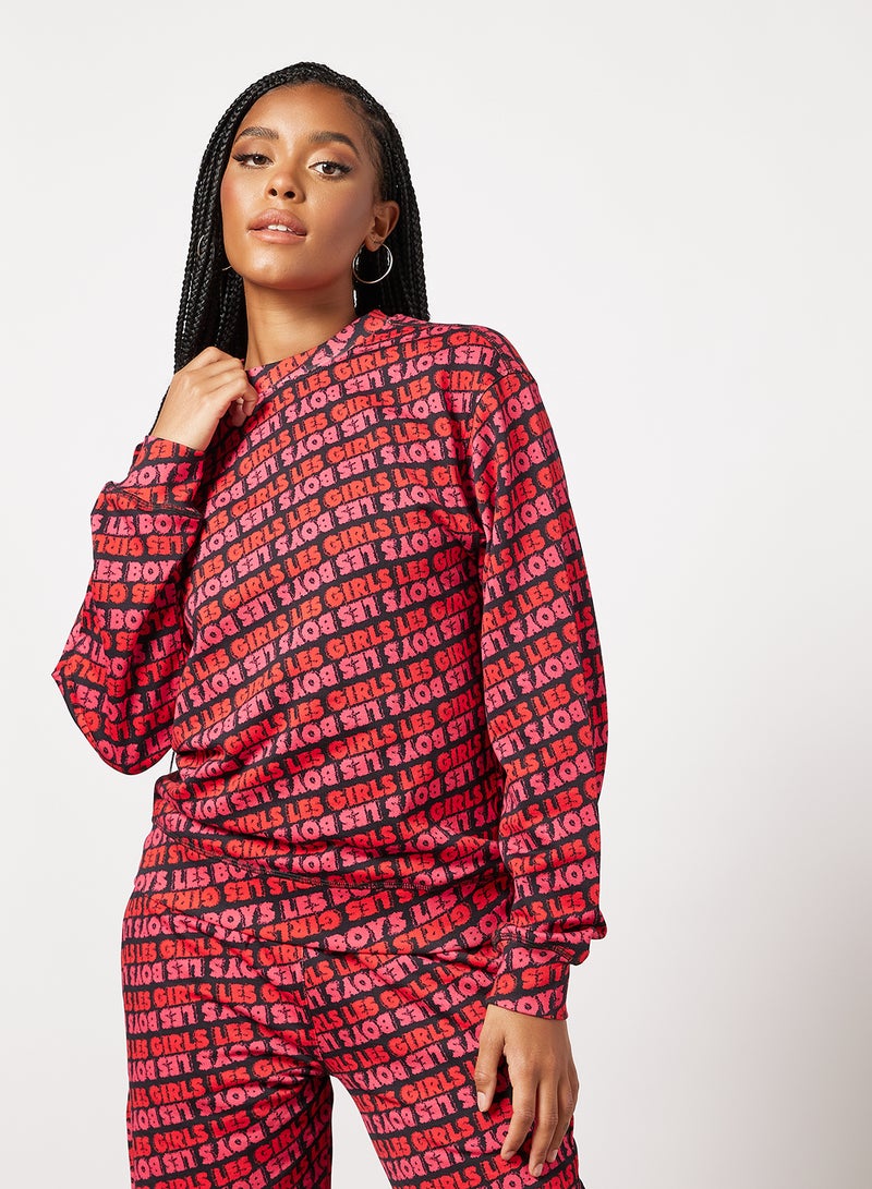 Les Girls Les Boys - Graphic Wordmark Print Sweatshirt Multicolour - Image 1