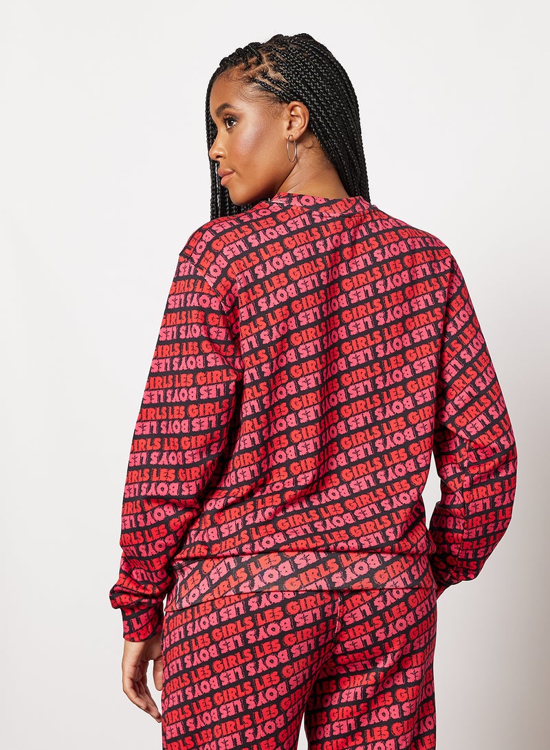 Les Girls Les Boys - Graphic Wordmark Print Sweatshirt Multicolour - Image 1