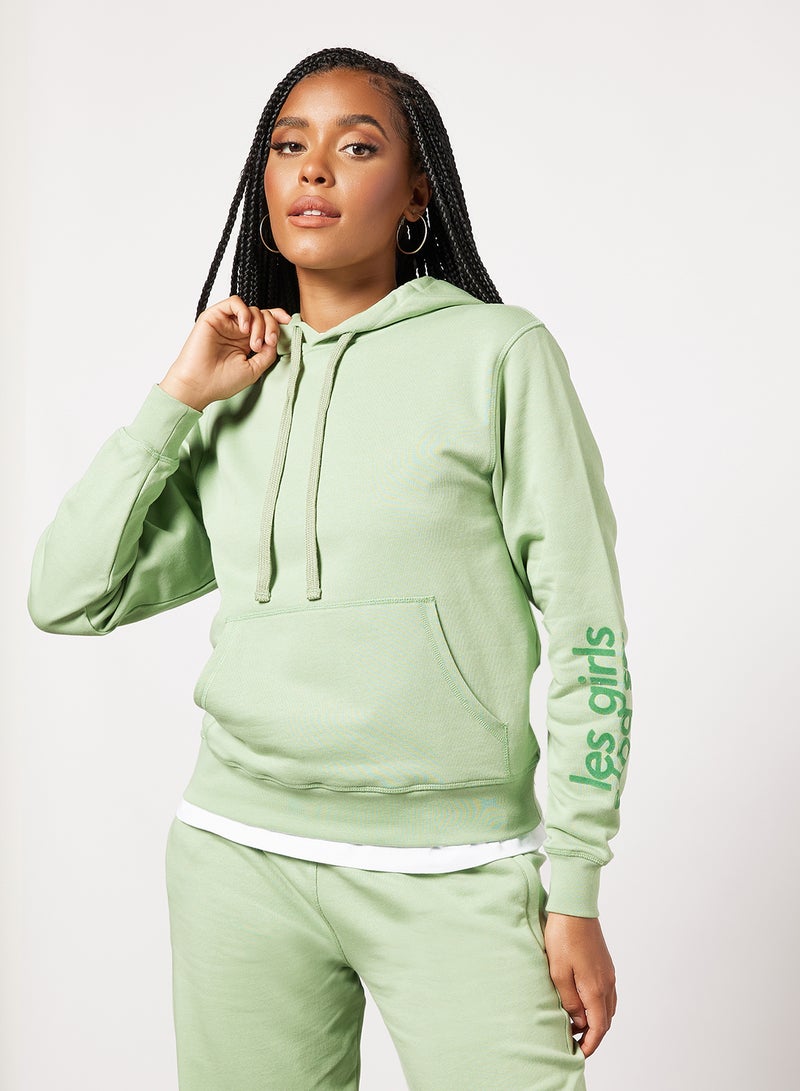 Les Girls Les Boys Basic Logo Hoodie Green  - Image 1
