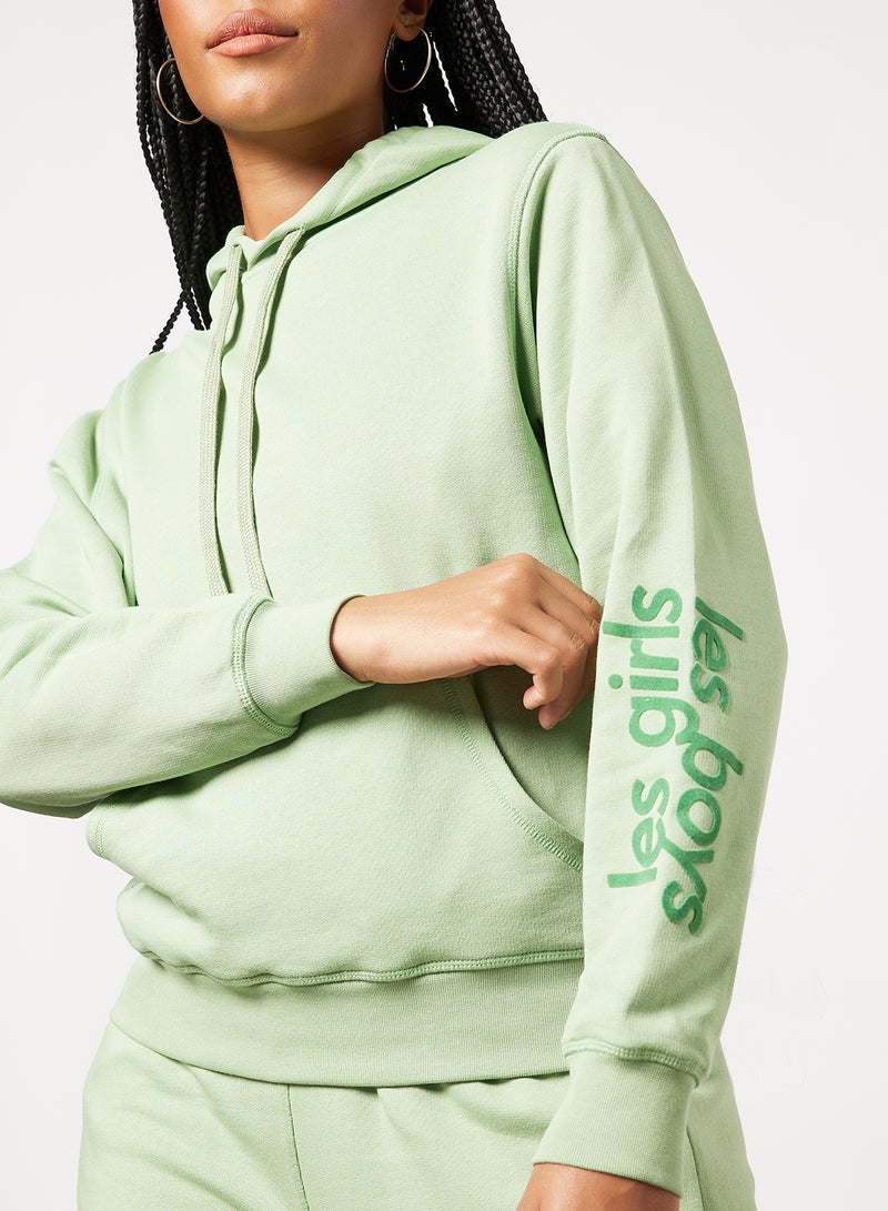 Les Girls Les Boys Basic Logo Hoodie Green  - Image 3