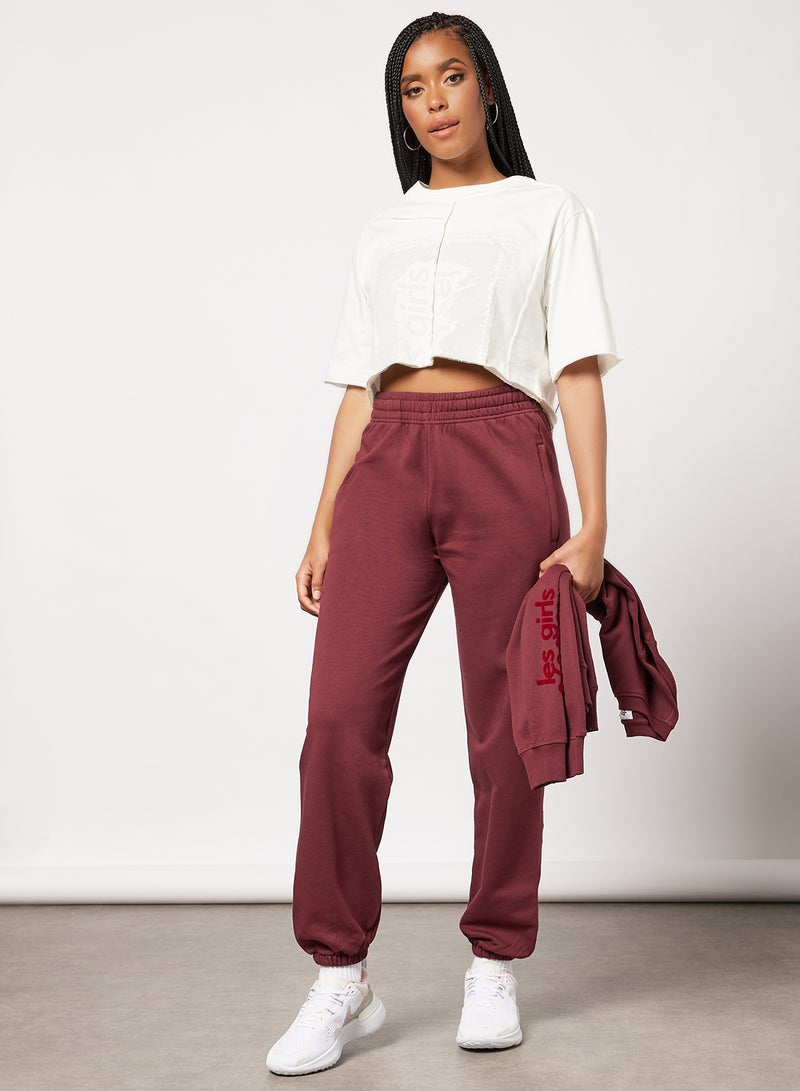 Les Girls Les Boys - Basic Loose Fit Sweatpants Maroon - Image 1