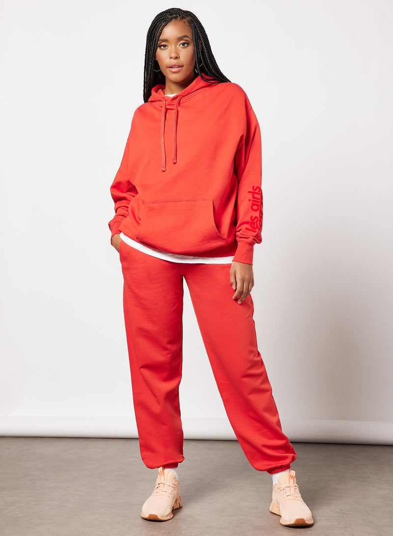 Les Girls Les Boys - Basic Loose Fit Sweatpants Red - Image 1