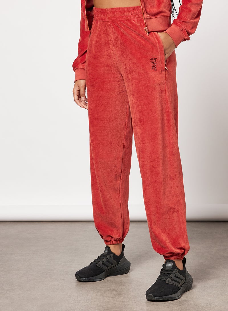 Les Girls Les Boys - Velour Loose Fit Sweatpants Red - Image 1