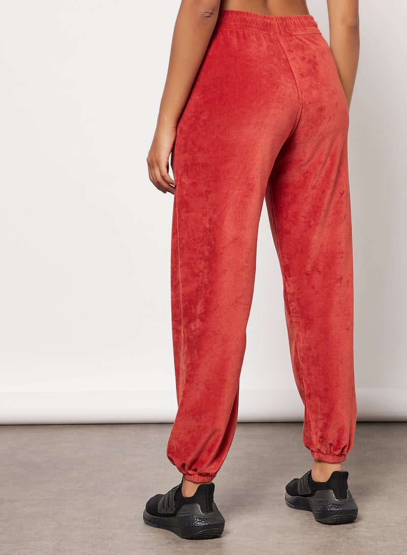 Les Girls Les Boys - Velour Loose Fit Sweatpants Red - Image 1