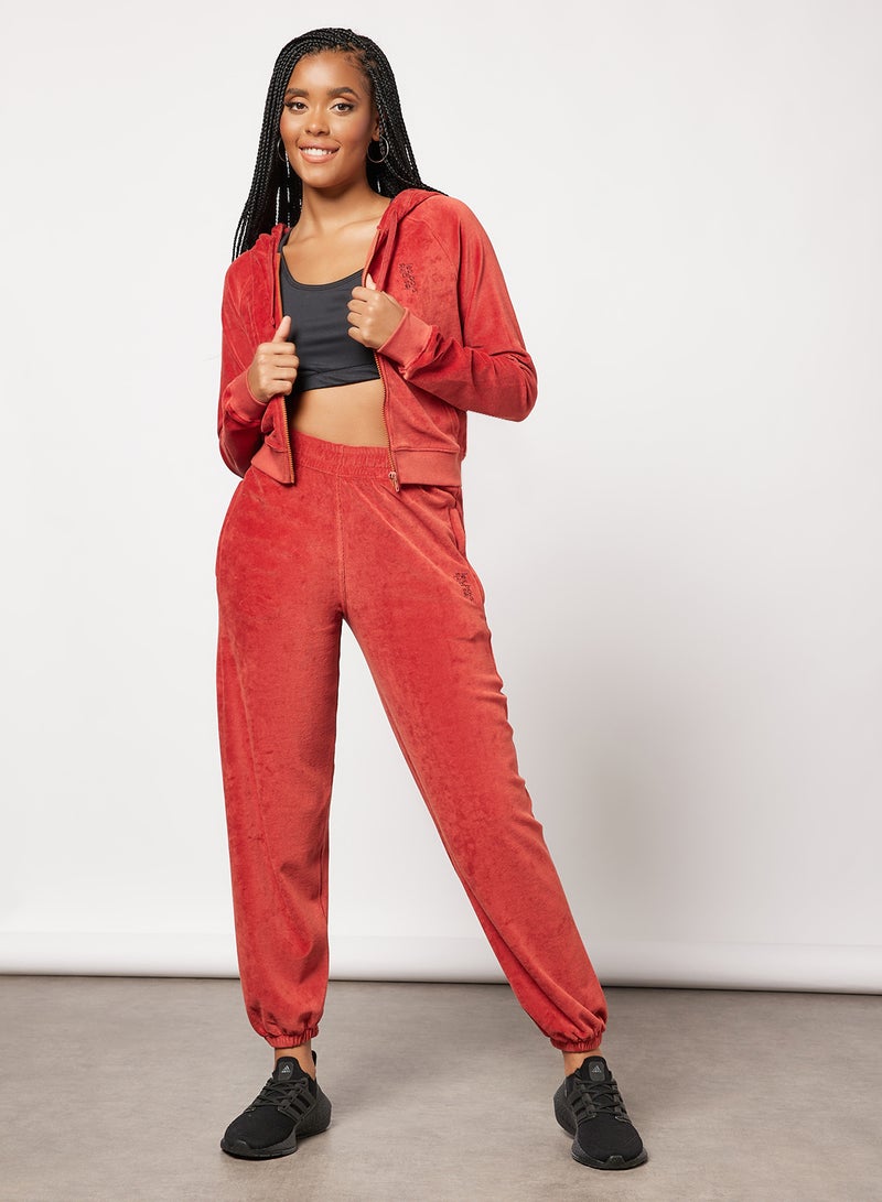 Les Girls Les Boys - Velour Loose Fit Sweatpants Red - Image 1