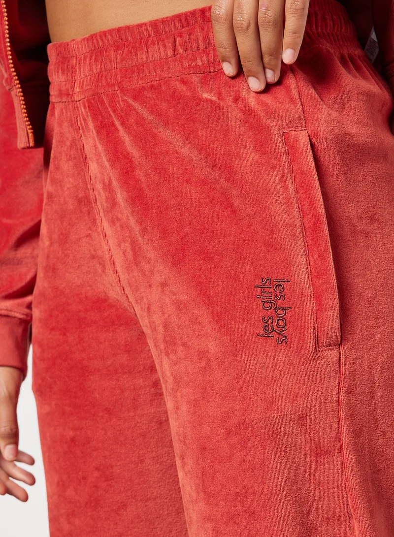 Les Girls Les Boys Velour Loose Fit Sweatpants Red