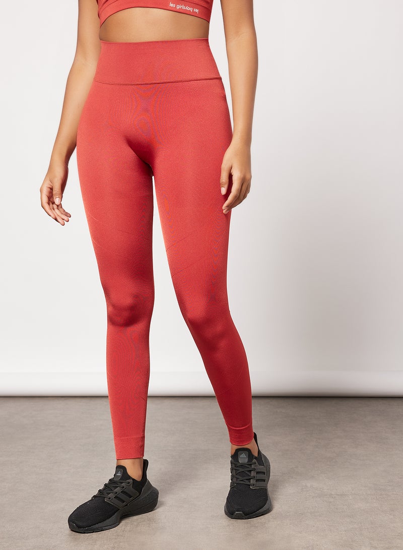 Les Girls Les Boys - Basic High Waist Leggings Red - Image 1