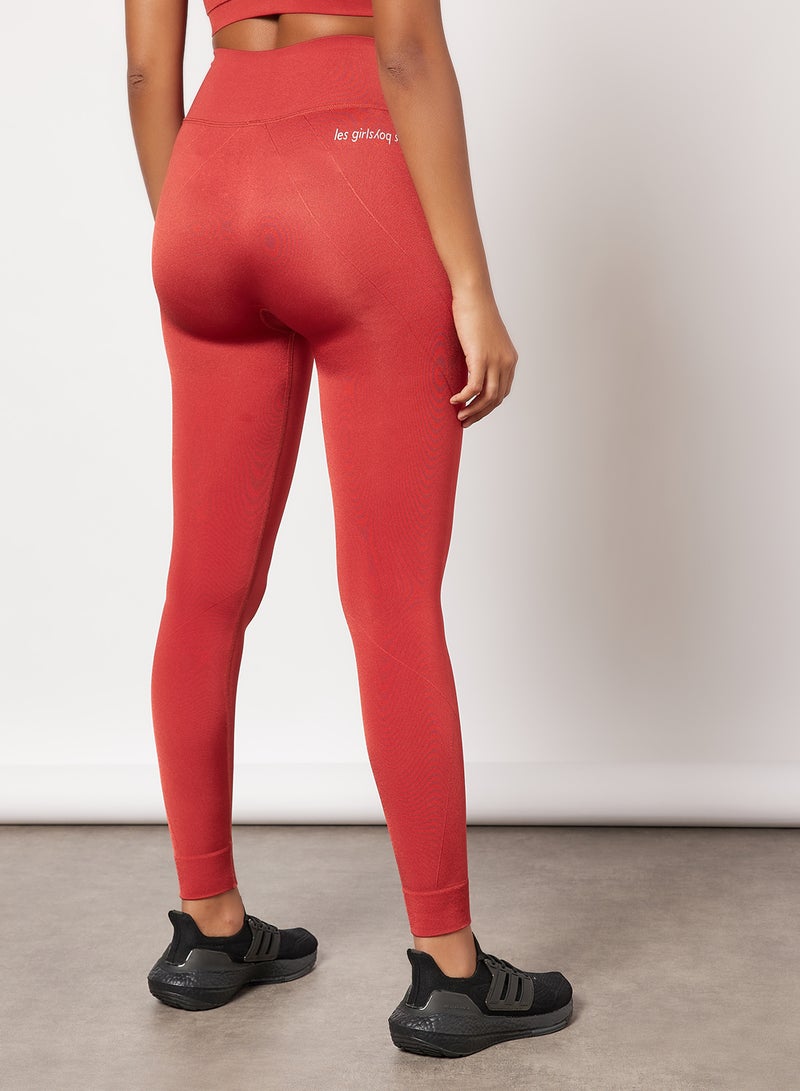 Les Girls Les Boys - Basic High Waist Leggings Red - Image 1