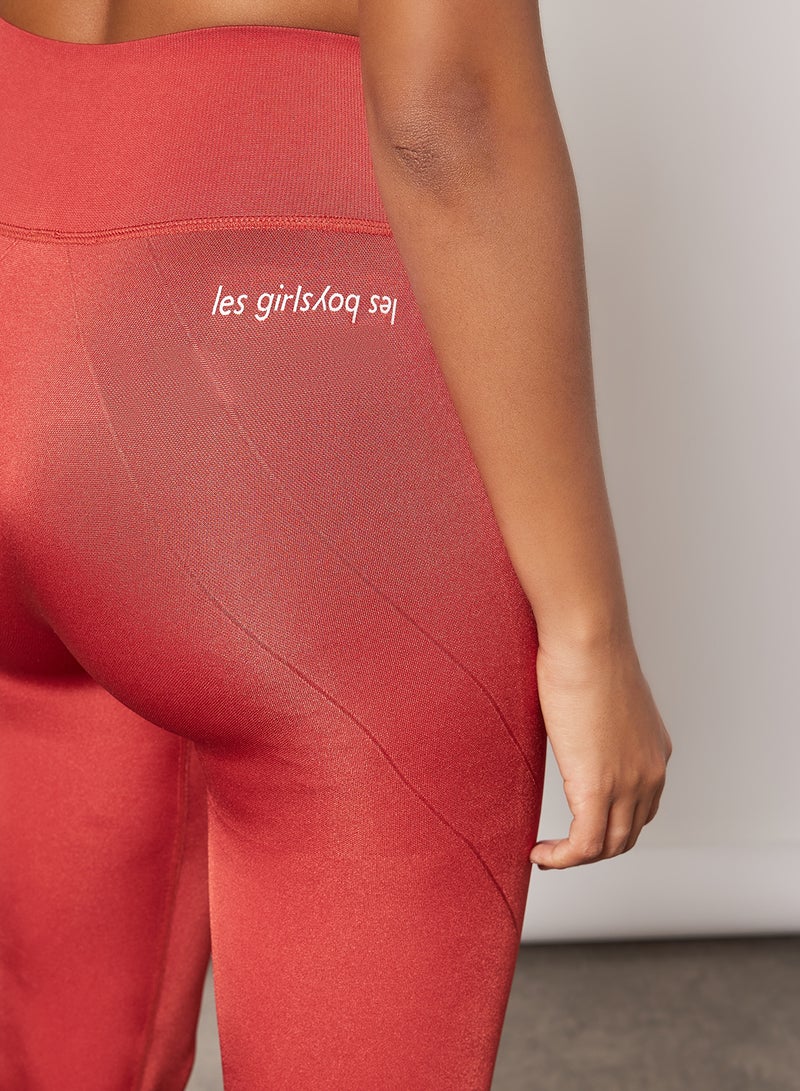Les Girls Les Boys - Basic High Waist Leggings Red - Image 1