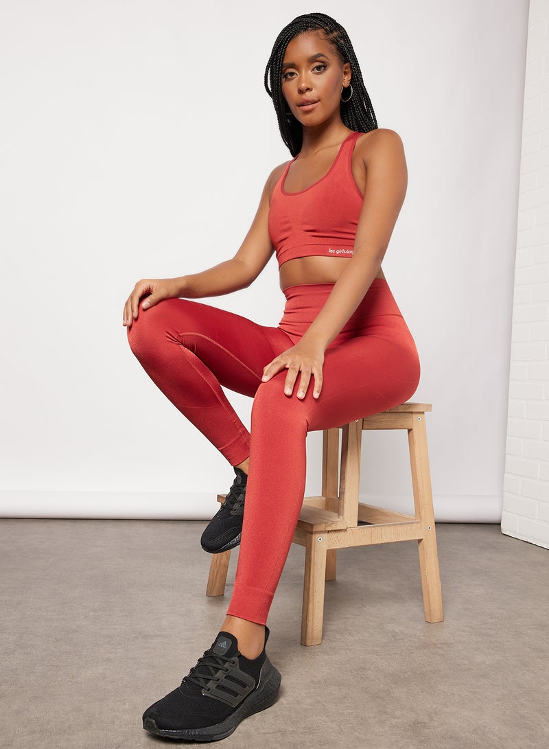 Les Girls Les Boys - Basic High Waist Leggings Red - Image 1