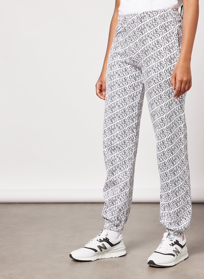 Les Girls Les Boys All-Over Print Joggers White  - Image 1