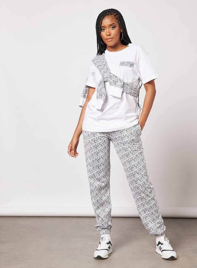 Les Girls Les Boys All-Over Print Joggers White  - Image 4