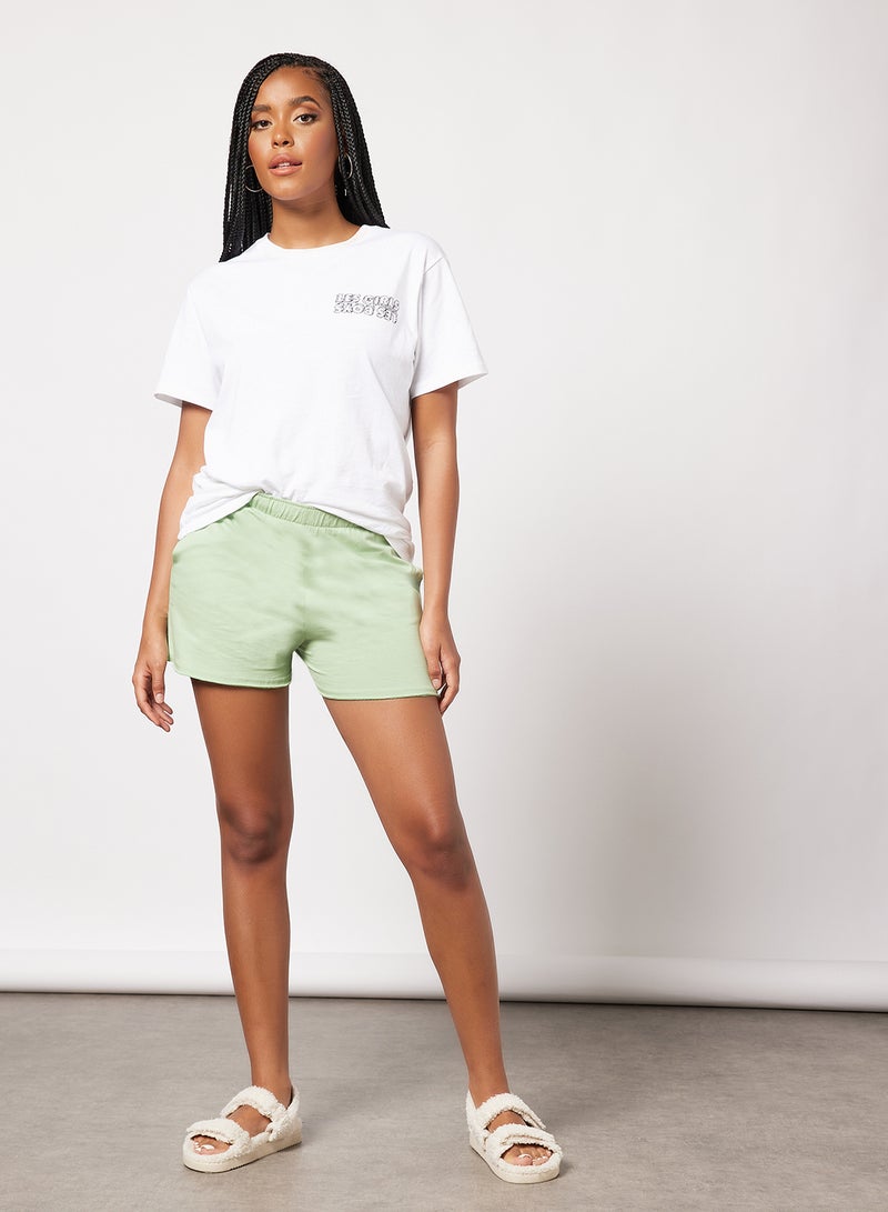 Les Girls Les Boys - Embroidered Logo Shorts Green - Image 1