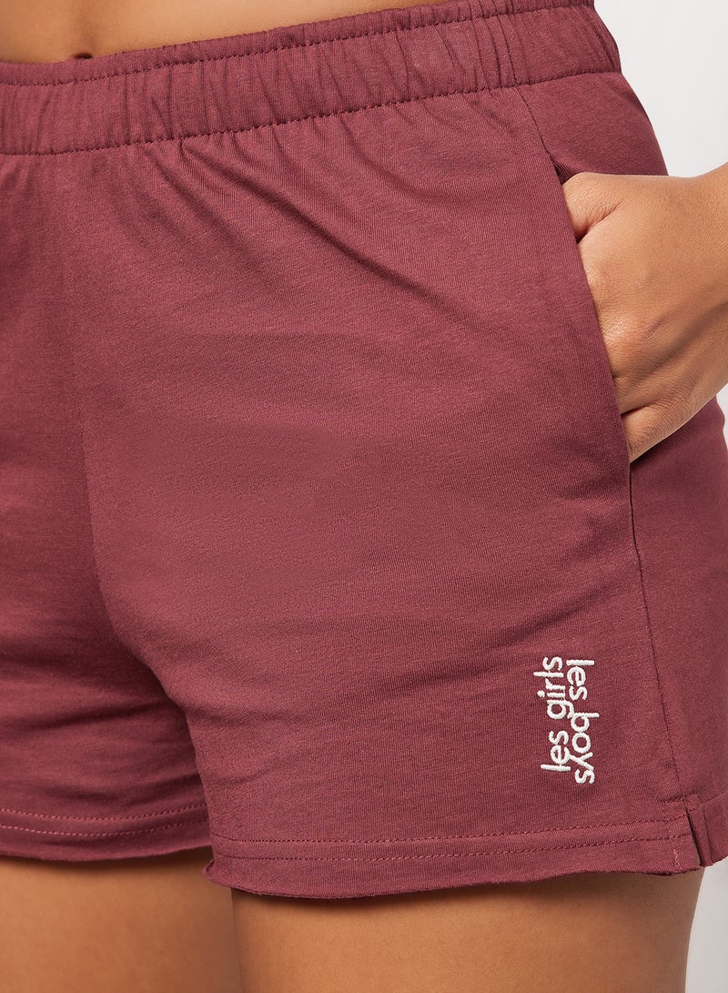 Les Girls Les Boys - Basic Logo Shorts Brown - Image 1