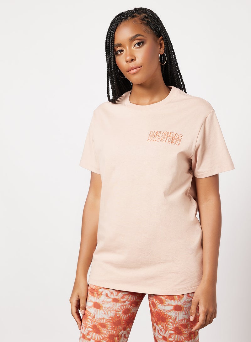 Les Girls Les Boys - Daisy Graphic Print T-Shirt Pink - Image 1
