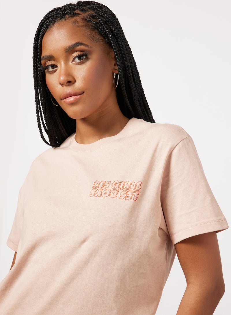 Les Girls Les Boys - Daisy Graphic Print T-Shirt Pink - Image 1