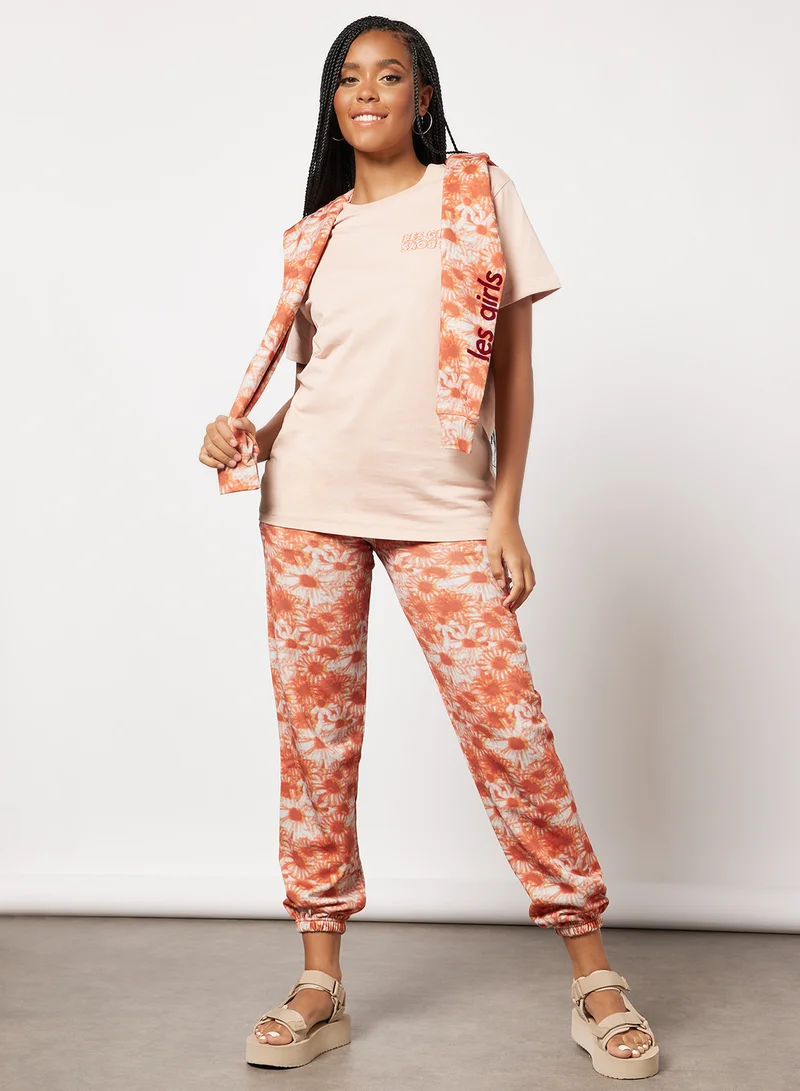 Les Girls Les Boys Daisy Graphic Print T-Shirt Pink