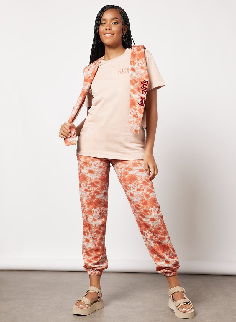 Les Girls Les Boys - Daisy Graphic Print T-Shirt Pink - Image 1