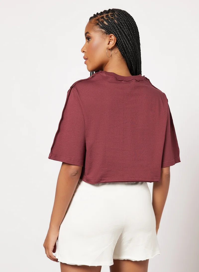 Les Girls Les Boys Deconstructed Cropped T-Shirt