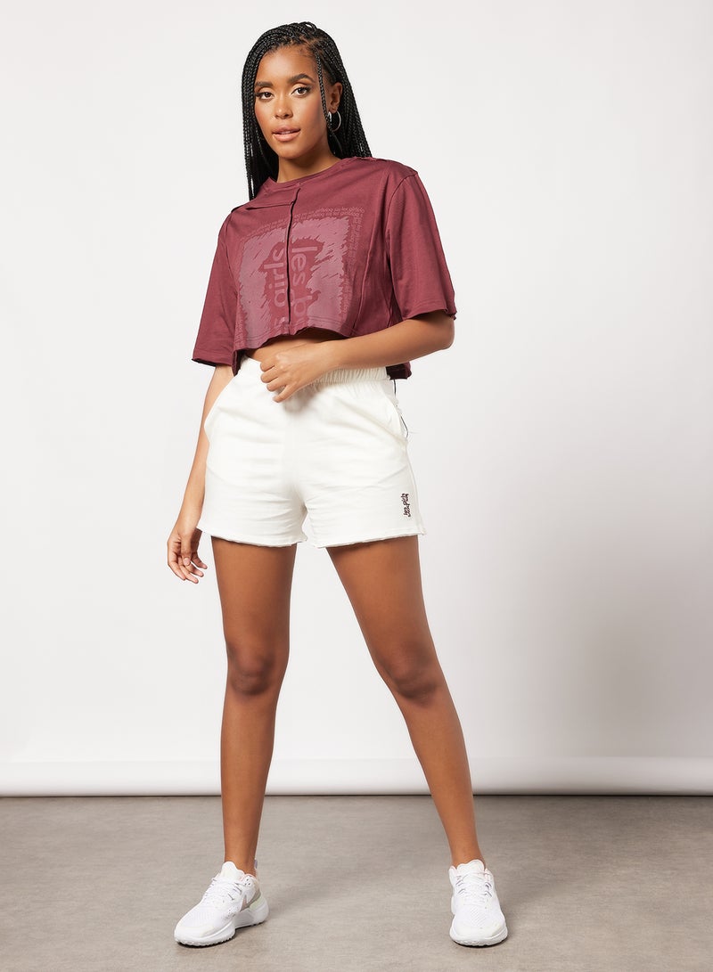 Les Girls Les Boys - Deconstructed Cropped T-Shirt Maroon - Image 1