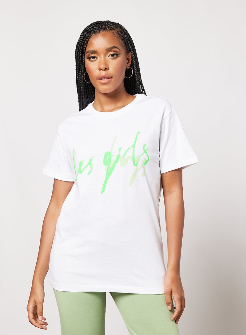 Les Girls Les Boys - Graphic Text Print T-Shirt White - Image 1