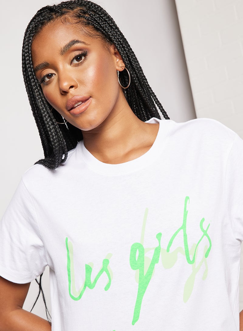 Les Girls Les Boys - Graphic Text Print T-Shirt White - Image 1