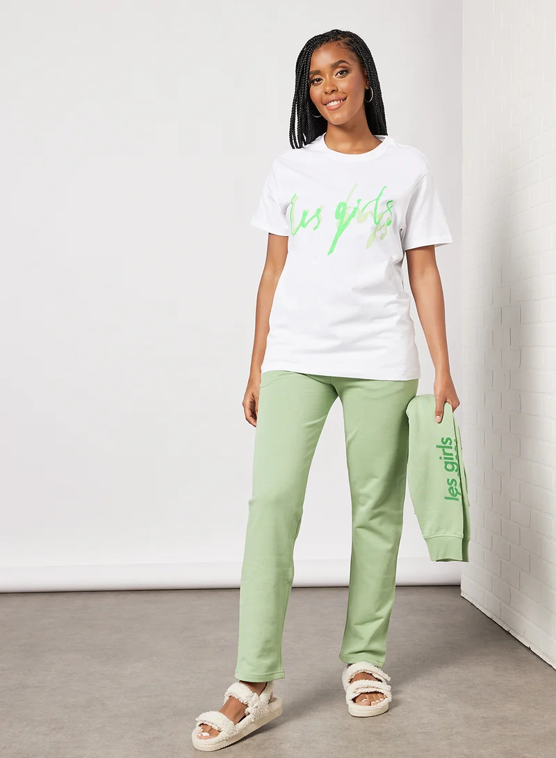 ليس جيرلز ليس بويز Graphic Text Print T-Shirt White