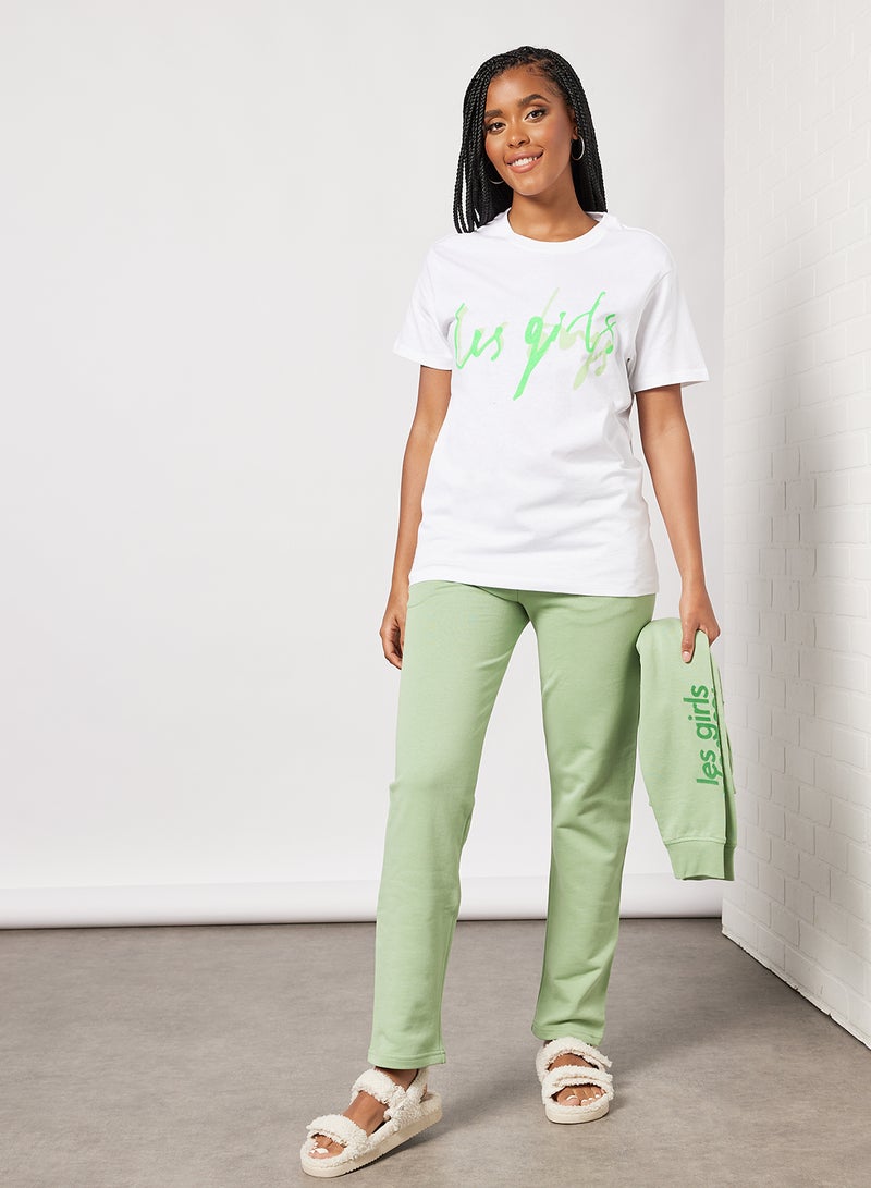 Les Girls Les Boys - Graphic Text Print T-Shirt White - Image 1