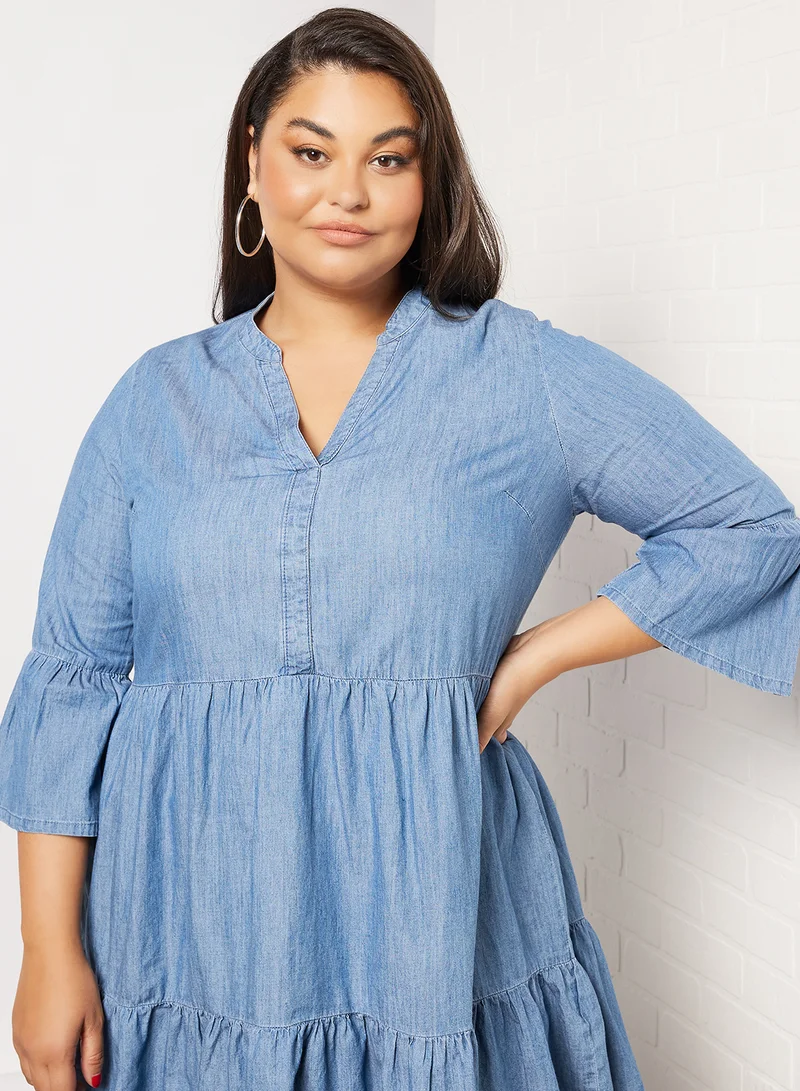 Only Carmakoma Curvy Ruffle Hem Tunic Blue