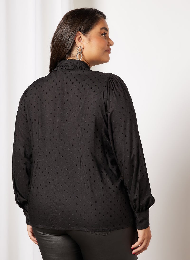 Vero Moda Curve Curve Plumeti Shirt Black  - Image 2