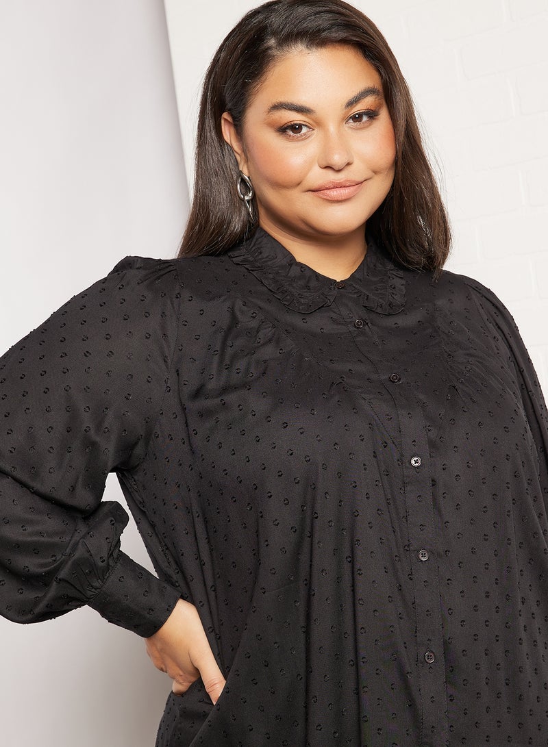 Vero Moda Curve Curve Plumeti Shirt Black  - Image 3