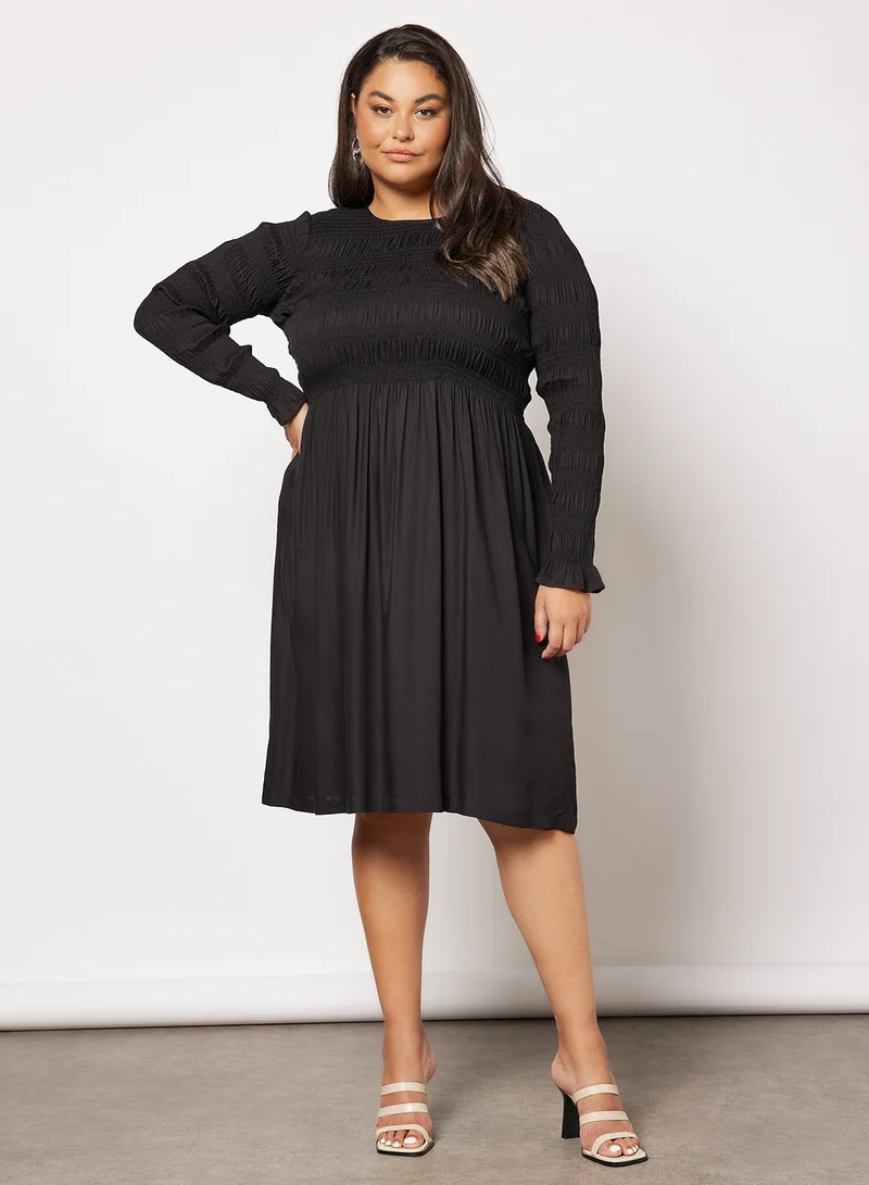 Vero Moda Curve Curve Smock Midi Dress Black