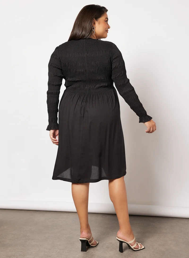 Vero Moda Curve Curve Smock Midi Dress Black
