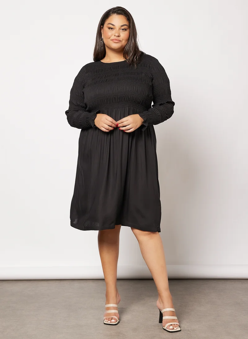 Vero Moda Curve Curve Smock Midi Dress Black