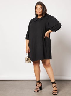 Vero Moda Curve Curve Knitted Puff Sleeve Dress Black  - Image 4