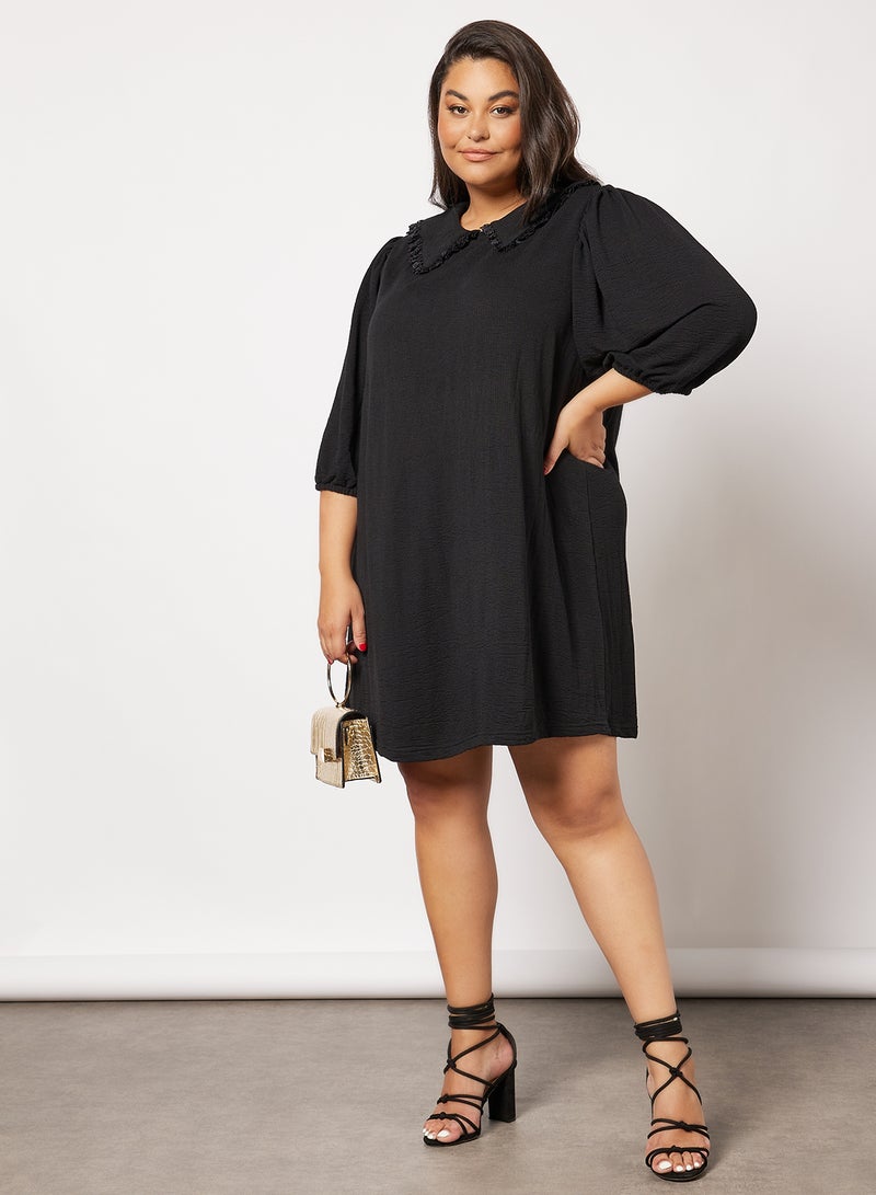 Vero Moda Curve Curve Knitted Puff Sleeve Dress Black  - Image 4