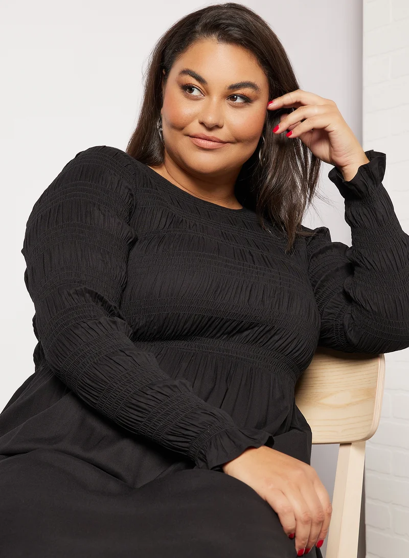 Vero Moda Curve Curve Smock Midi Dress Black