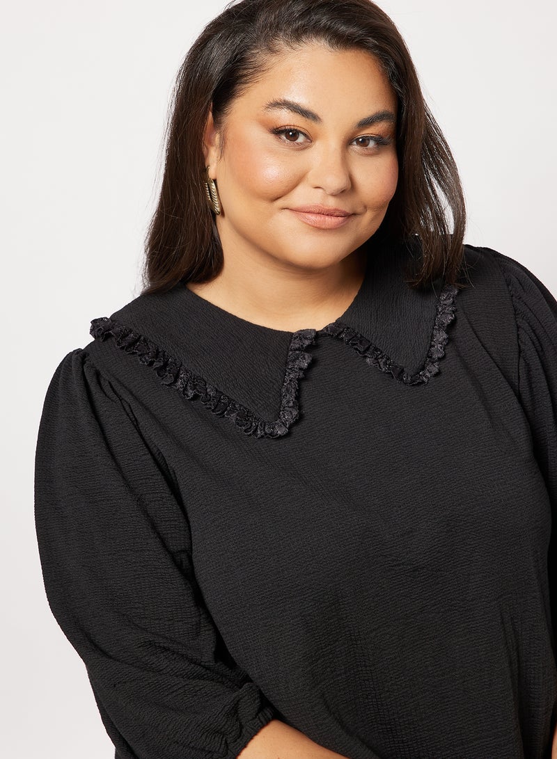 Vero Moda Curve Curve Knitted Puff Sleeve Dress Black  - Image 3