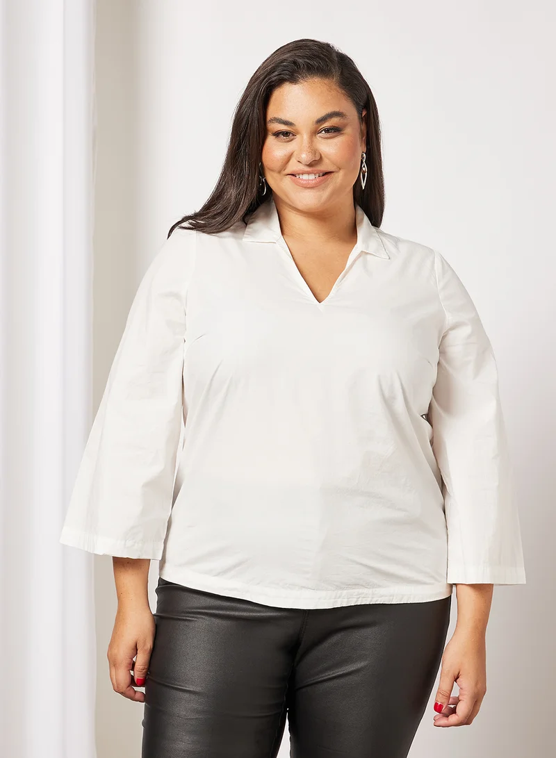 Vero Moda Curve Curve V-Neck Organic Cotton Top