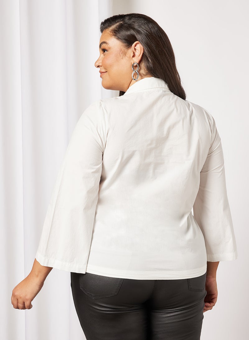Vero Moda Curve - Curve V-Neck Organic Cotton Top White - Image 1