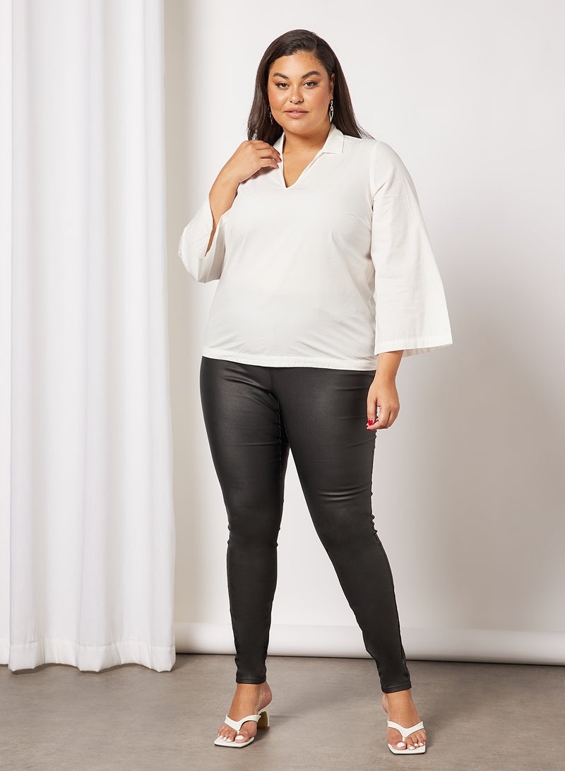Vero Moda Curve - Curve V-Neck Organic Cotton Top White - Image 1