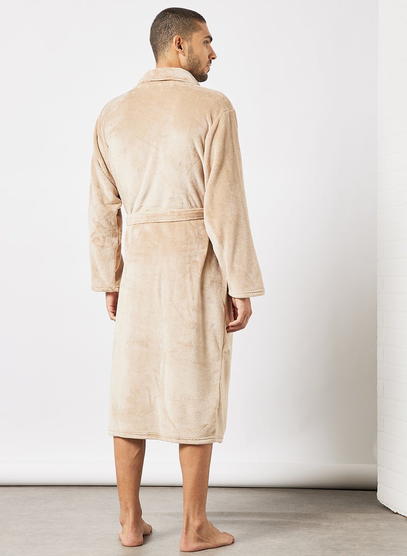 Bathrobe - 100% Cotton Quick Dry - Super Absorbent - Beige Color - 1 Piece Beige L/XL