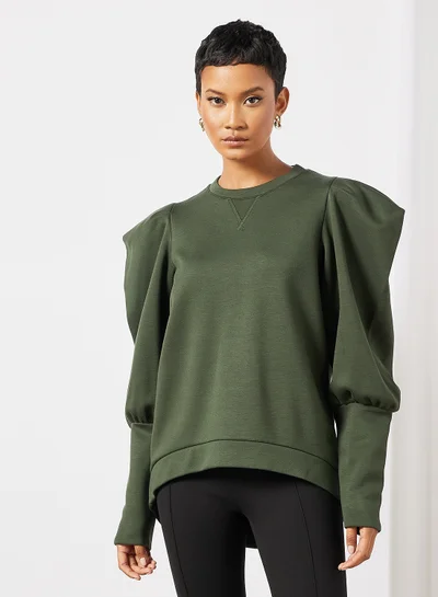 Ted Baker Cherida Exaggerated Sleeve Sweatshirt Green