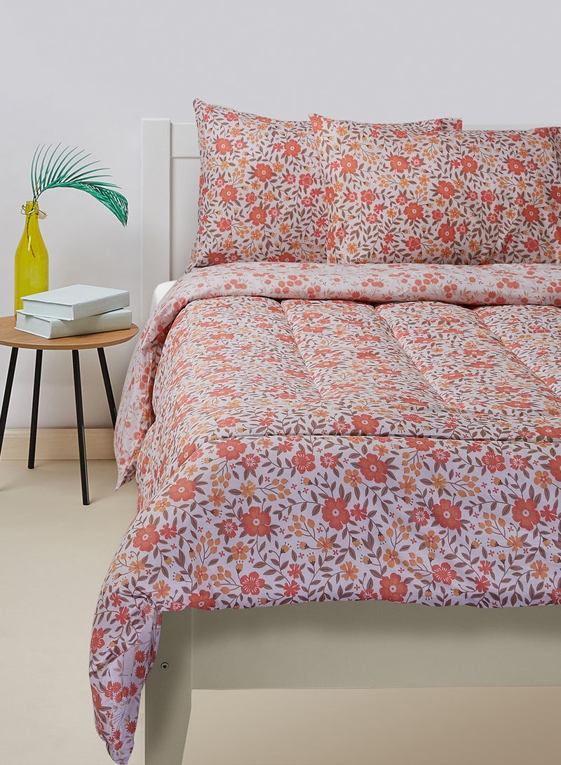 Amal 3-Piece Comforter Set - 100% Cotton King Size All Season Everyday Use Bedding Set 1 Comforter 2 Pillow Covers Cotton Orange King centimeter  - Image 1