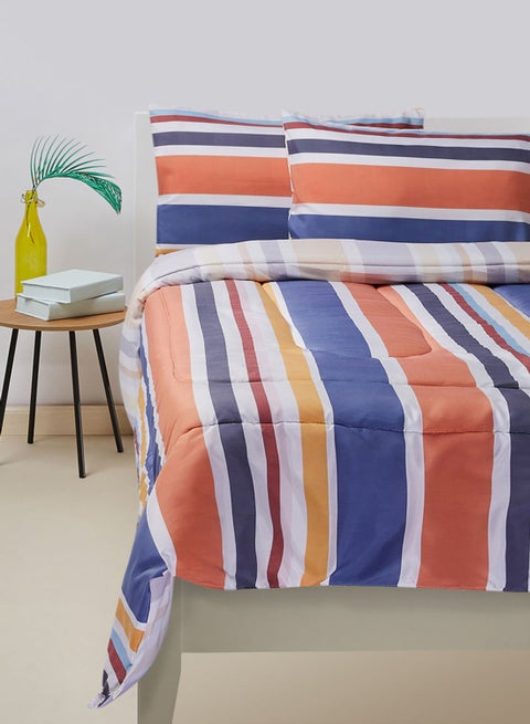 3-Piece Comforter Set - Extra Soft Microfiber King Size All Season Everyday Use Bedding Set 1 Comforter 2 Pillow Covers Polyester Red/Blue King centimeter